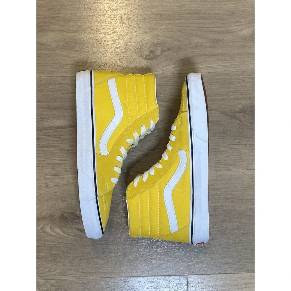 Vans Sk8-Hi Cyber Yellow Suede Canvas Skateboarding Shoes Unisex 8.5 M / 10 W